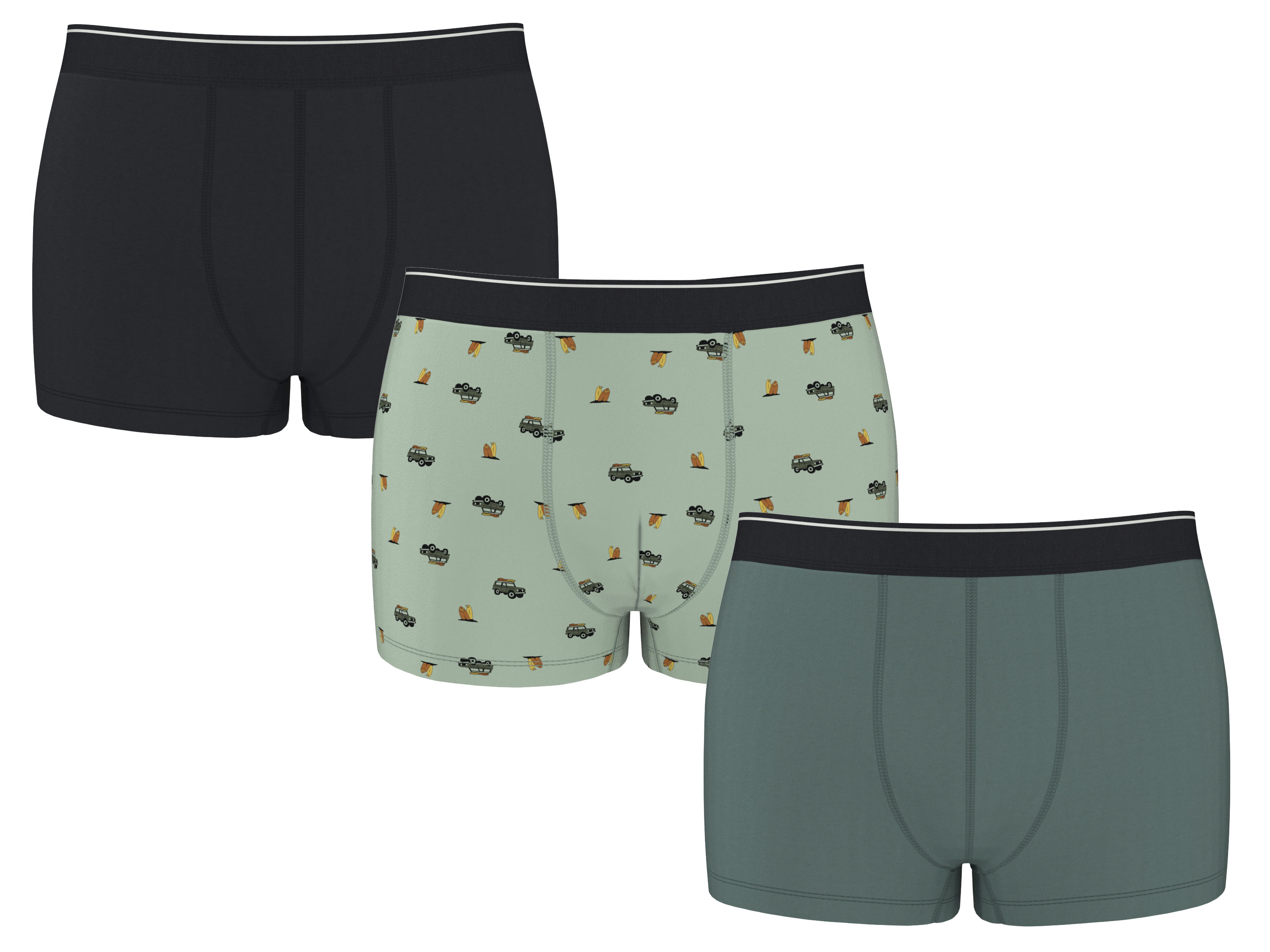 ESMARA MEN Pánske boxerky, 3 kusy (čierna/zelená, 7/XL)