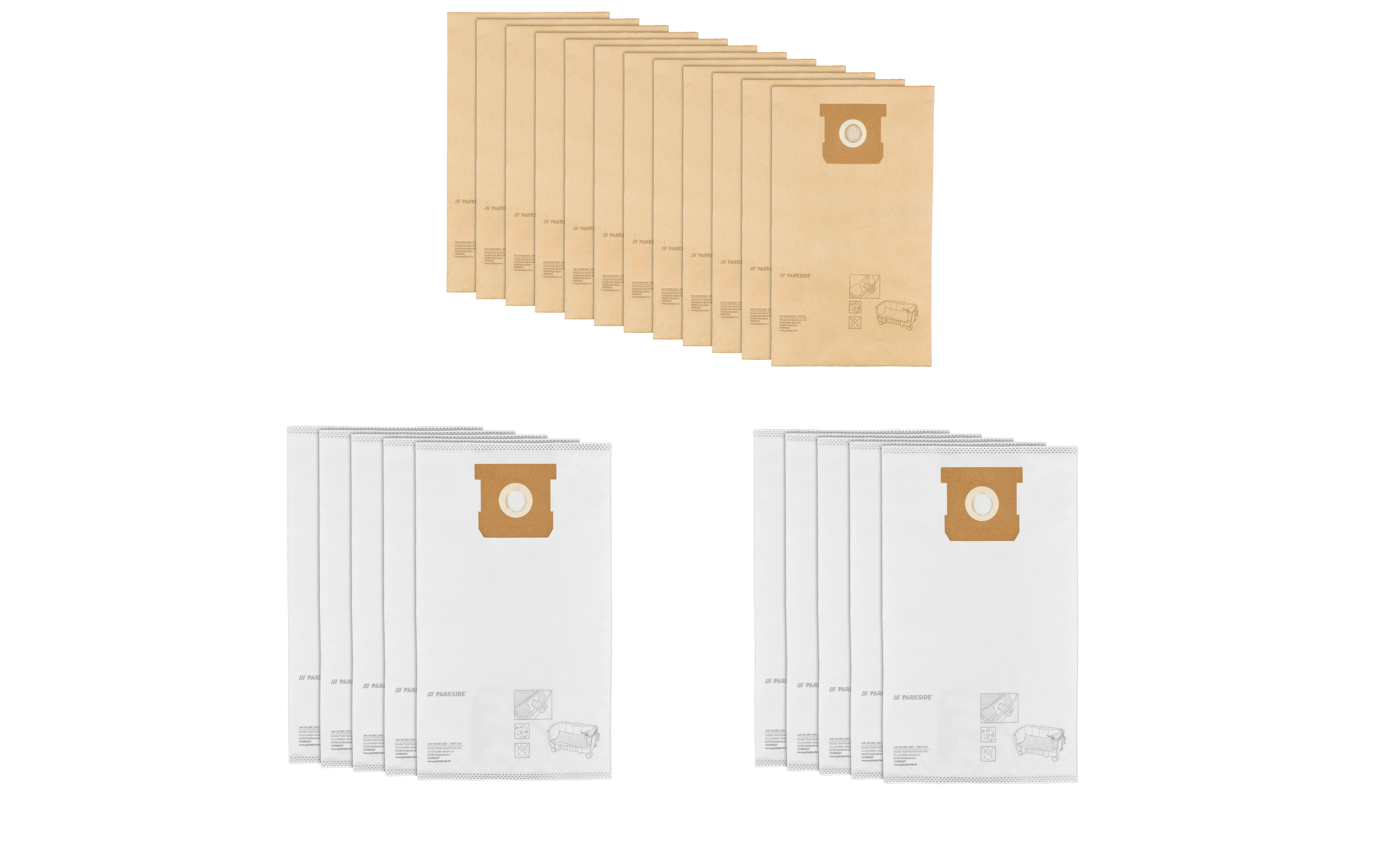 PARKSIDE® Filtračné vrecká do vysávača, 12 kusov + Filtračné vrecká z netkanej textílie, 10 kusov