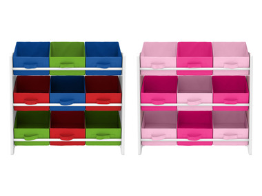 LIVARNO home Skladovací regál s 9 textilnými boxami