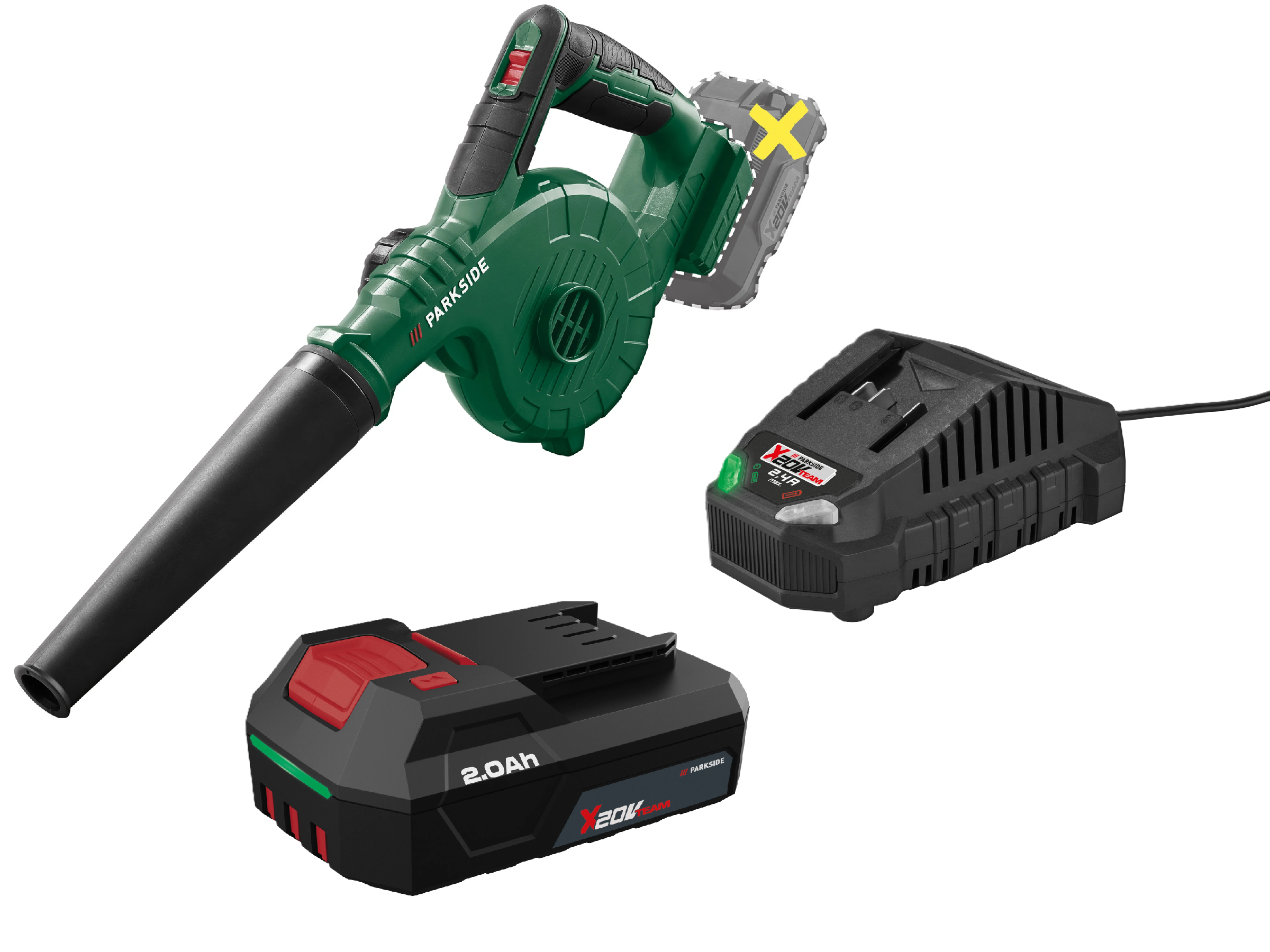 PARKSIDE® Aku univerzálny fúkač 20 V PAUGB B2 + Akumulátor 20 V/2 Ah + Nabíjačka 20 V/2,4 A