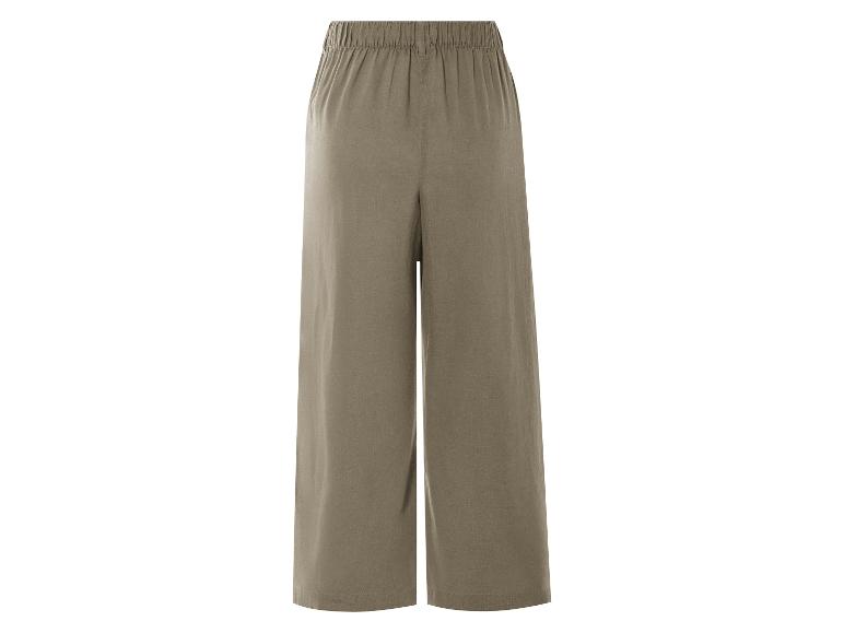 Široké khaki nohavice s elastickým pásom.