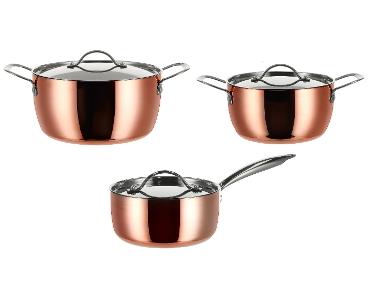 SILVERCREST® Hrniec s medenou vrstvou Premium, 24 cm + Hrniec, 20 cm + Kastról, 16 cm