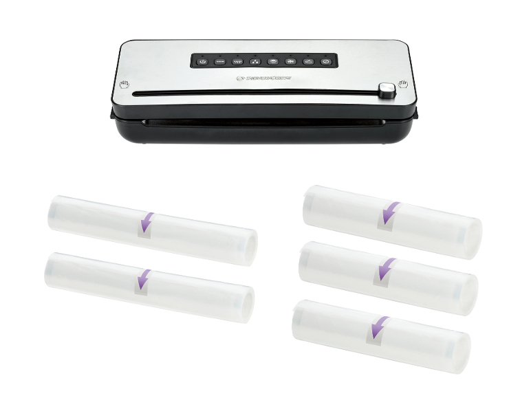 SILVERCREST® Vákuovačka Premium + Fólie na vákuovanie, 28 cm, 2 kusy + Fólie na vákuovanie, 20 cm, 3 kusy