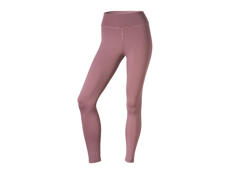 Pár jednoduchých športových legín vo farbe mauve s vysokým pásom.