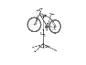 Stojan na opravu bicyklov s namontovaným bicyklom, pripravený na údržbu.