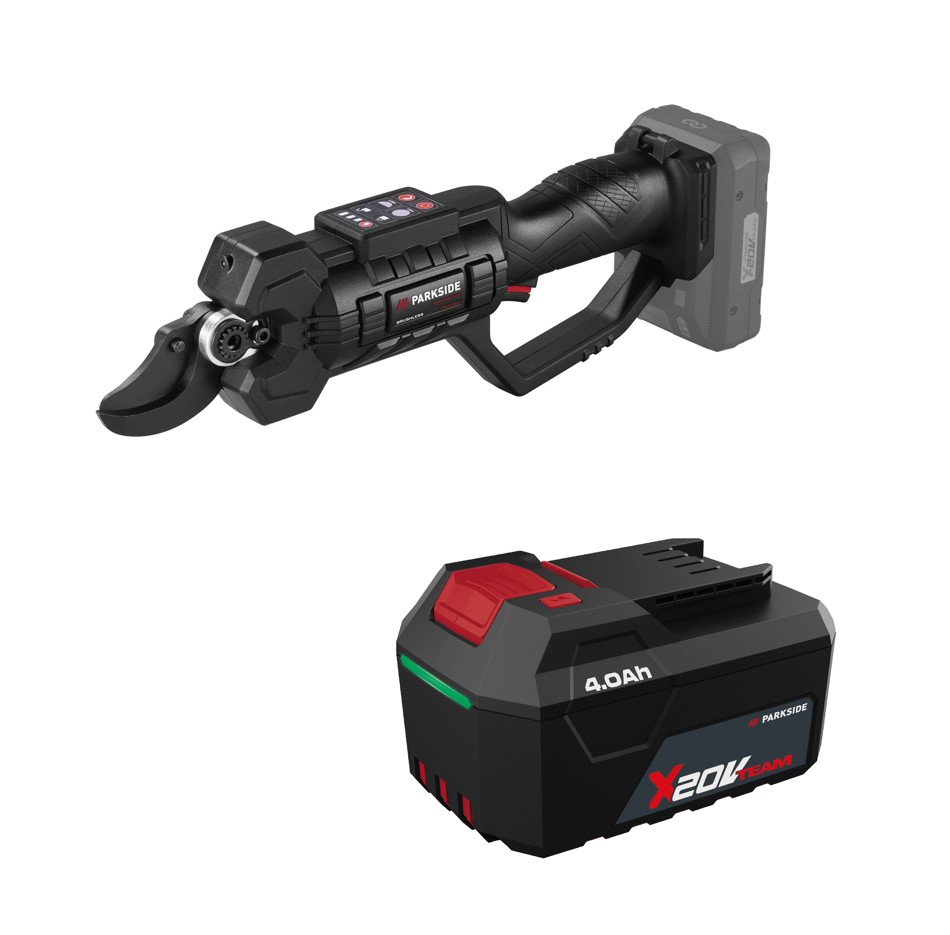 PARKSIDE PERFORMANCE® Aku nožnice na konáre 20 V/4Ah PPAAS 20-Li A1 + Akumulátor 20 V/4 Ah PAP 204 A1