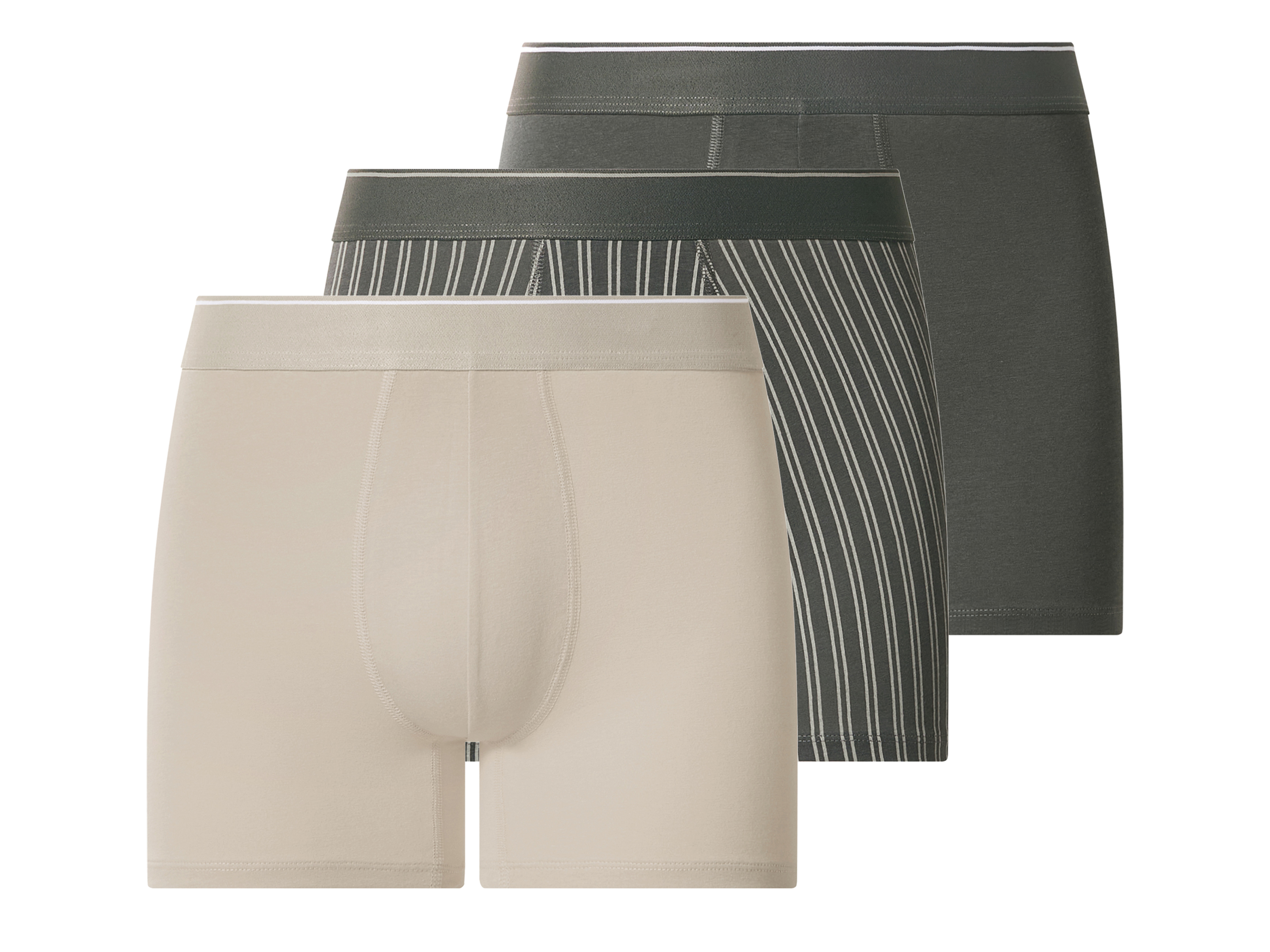 esmara® Pánske boxerky, 3 kusy (pruhy/tmavosivá/béžová, 6/L)