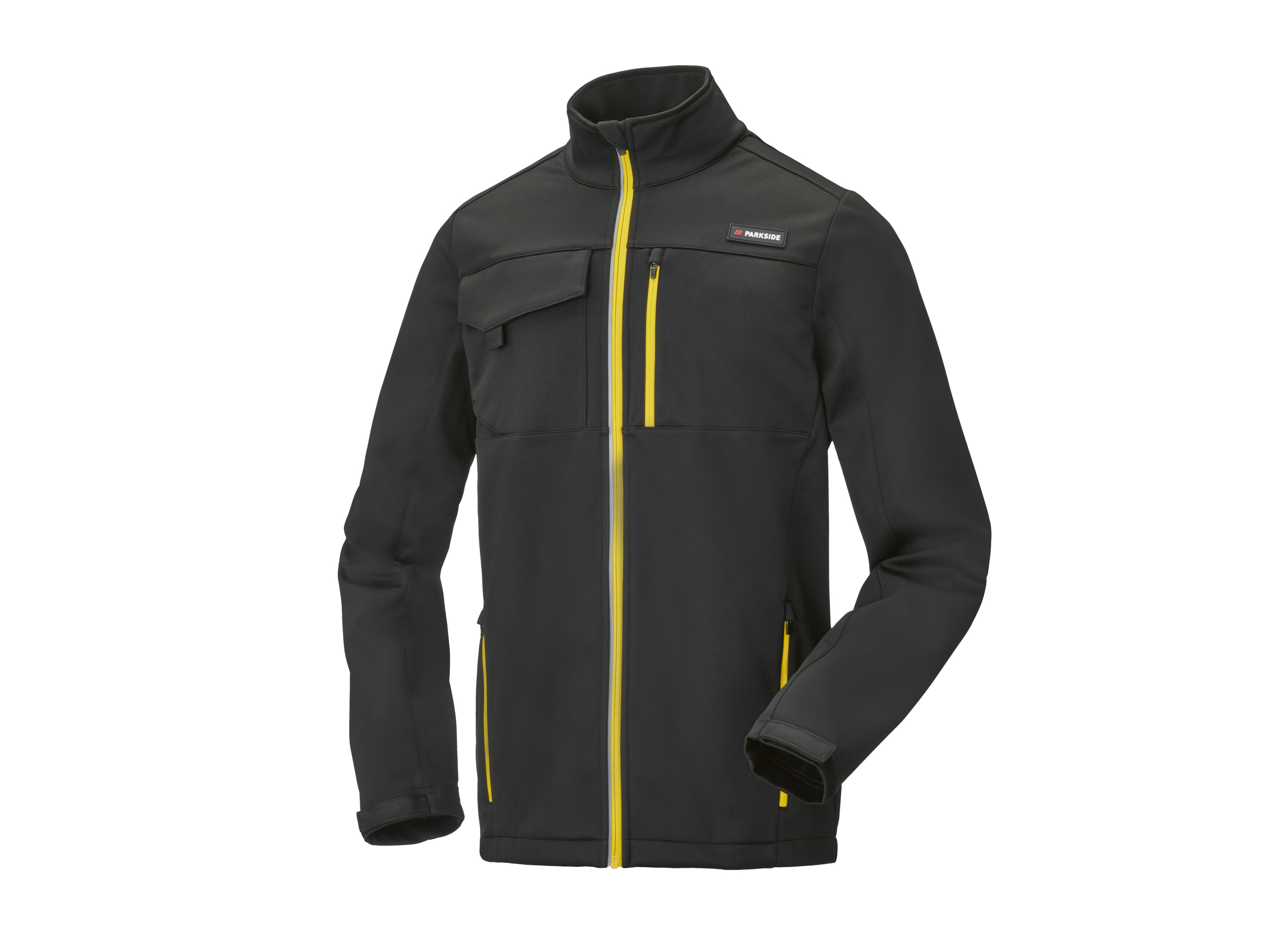 PARKSIDE® Pánska softšelová bunda (čierna/žltá, XL (56/58))