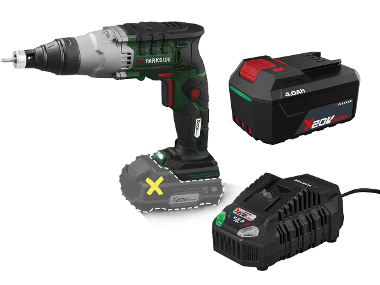 PARKSIDE® Aku skrutkovač na sadrokartón PTBSA 20-Li B2 + Akumulátor 20 V/4 Ah + Rýchlonabíjačka 20 V/4,5 A