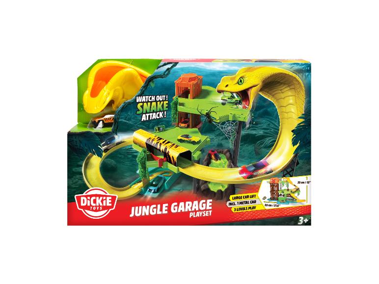 Dickie Toys Jungle Garage herný set s útokom hada a výťahom na autá.