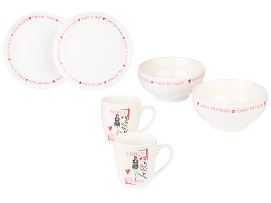 Súprava tanierov a šálok Emily in Paris, 6-dielna