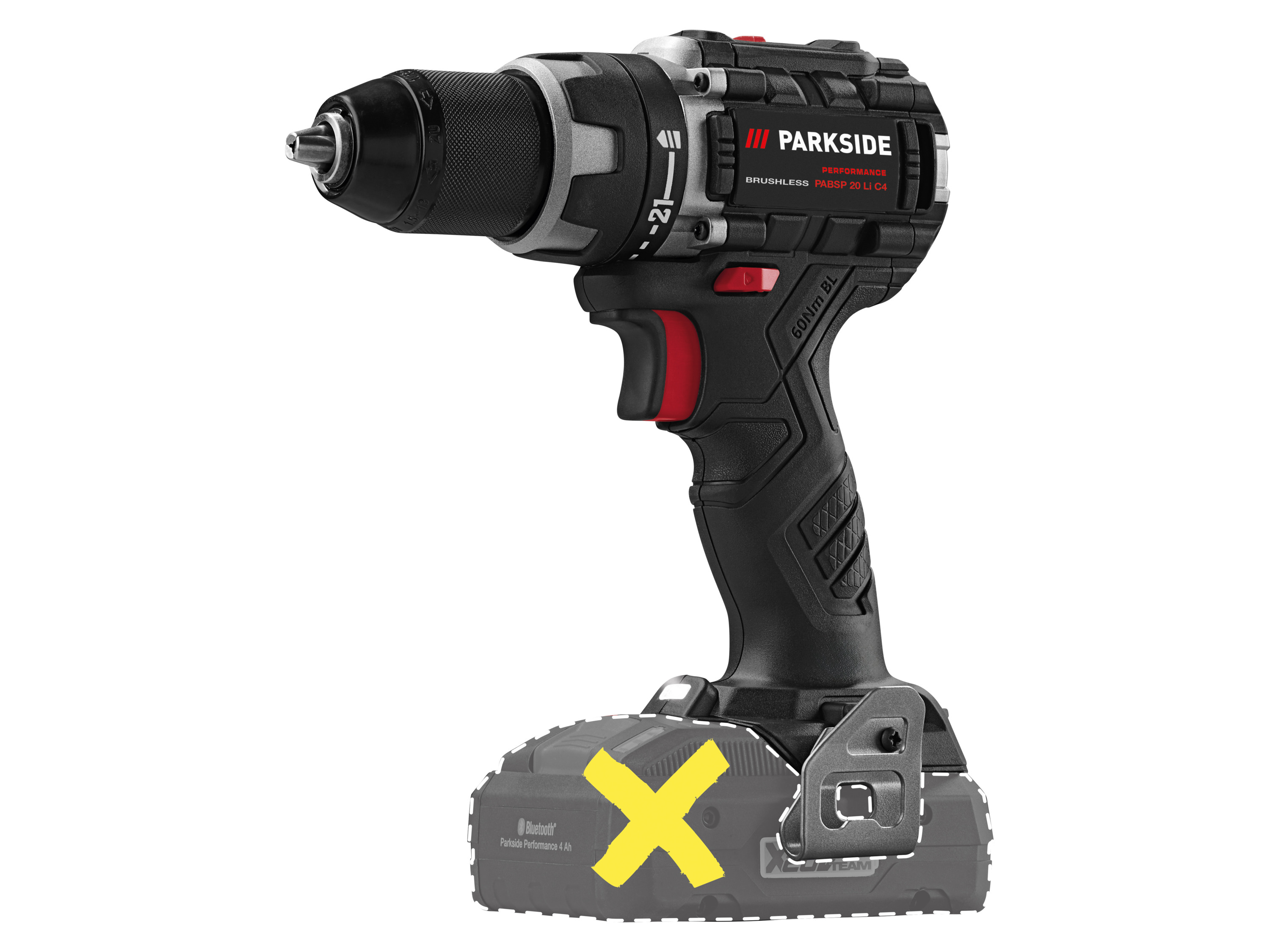 E-shop PARKSIDE PERFORMANCE® Aku vŕtací skrutkovač 20 V PABSP 20 Li C4 – bez akumulátora