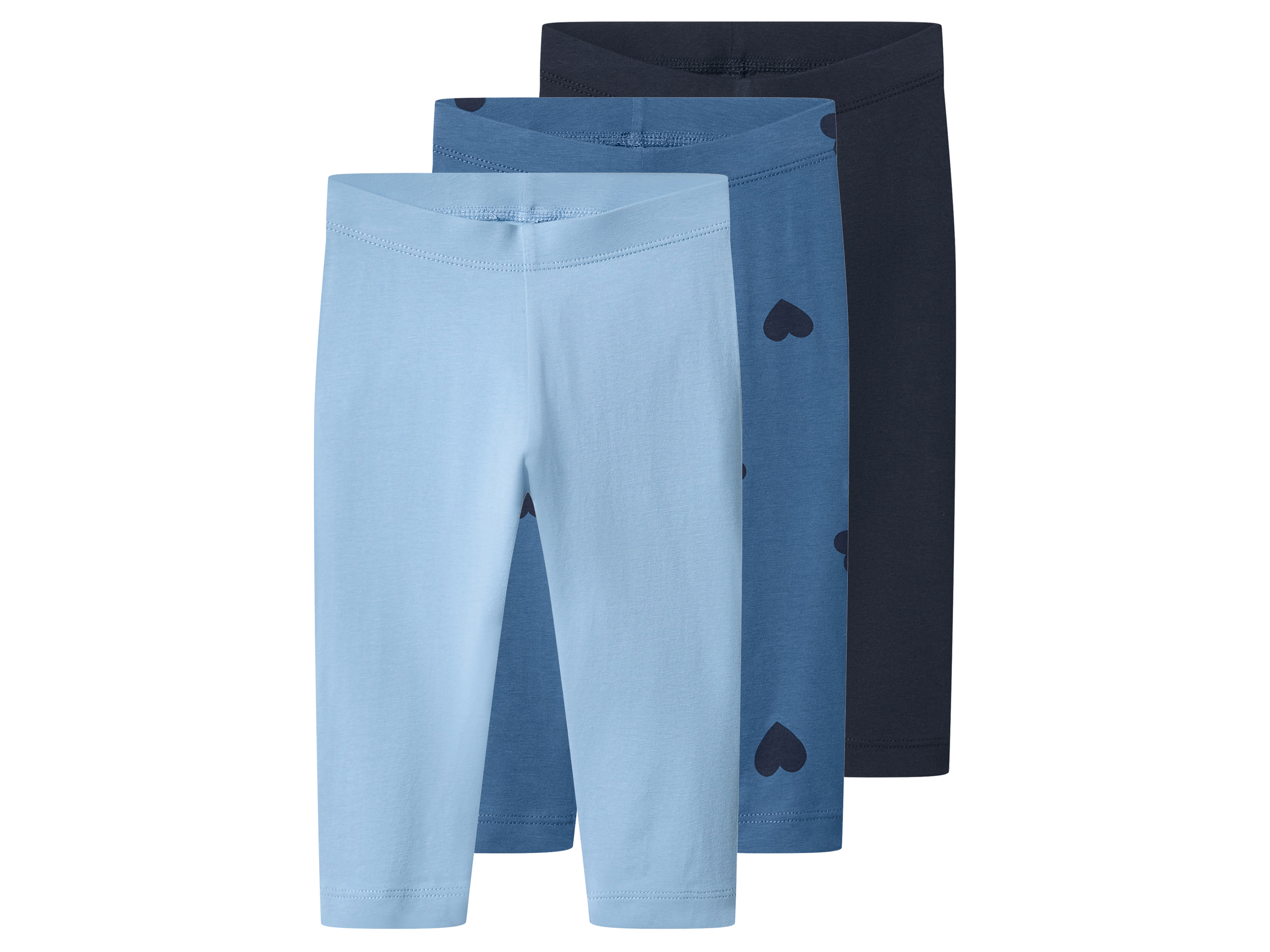 lupilu® Dievčenské capri legíny, 3 kusy (modrá/navy modrá, 110/116)