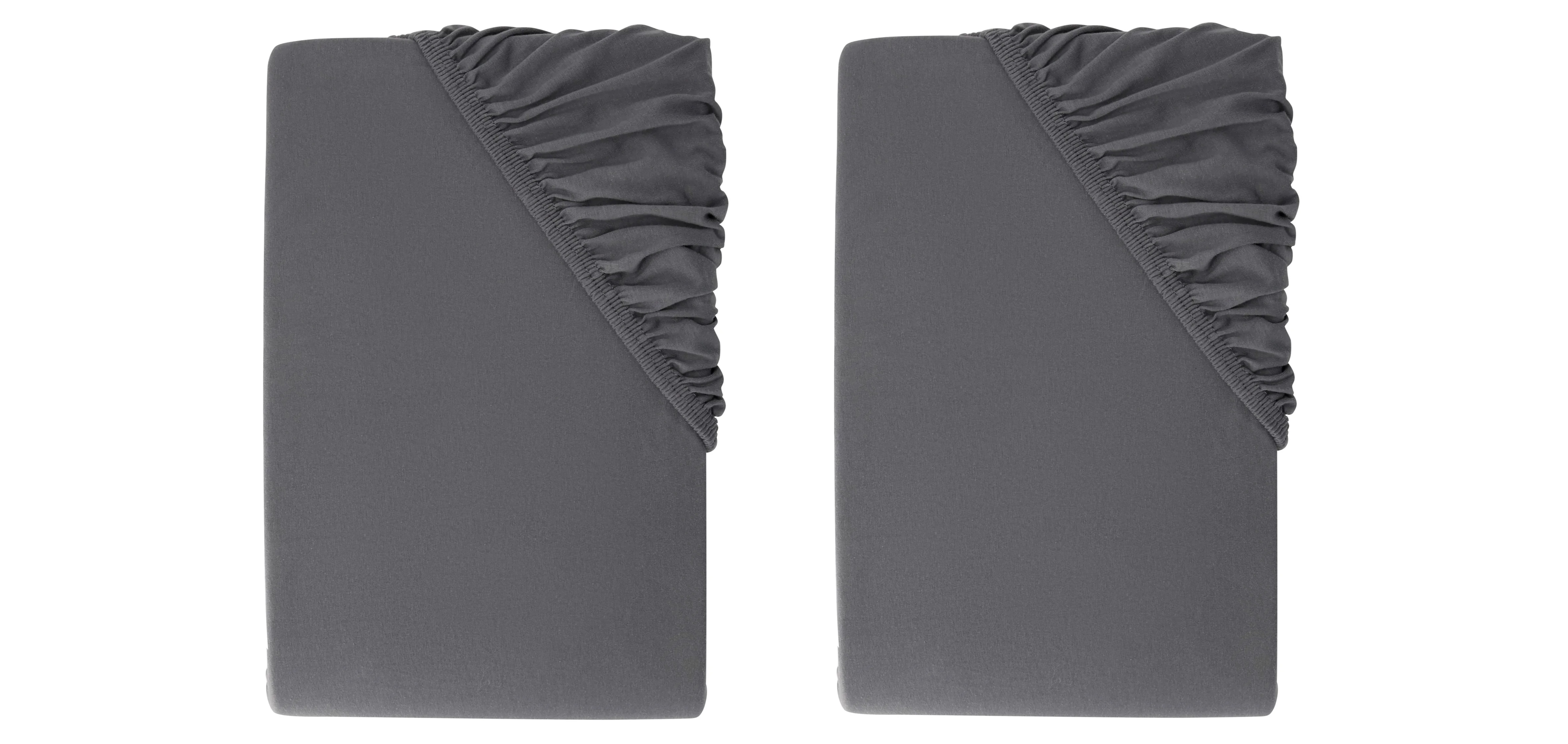 LIVARNO® Napínacia džersejová plachta, 90 - 100 x 200 cm, tmavosivá, 2 kusy