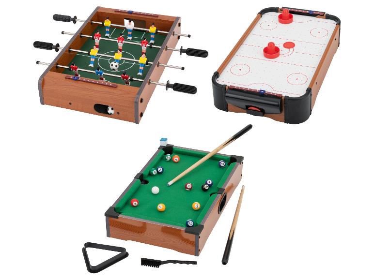 Súprava 3 v 1: mini stolný futbal, vzdušný hokej a biliard.