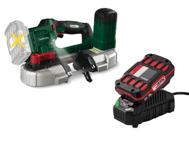 PARKSIDE® Aku pásová píla 20 V PMBA 20-Li A1 + Akumulátor 20 V 2 Ah PAP 20 B1 + Nabíjačka 20 V 2,4 A