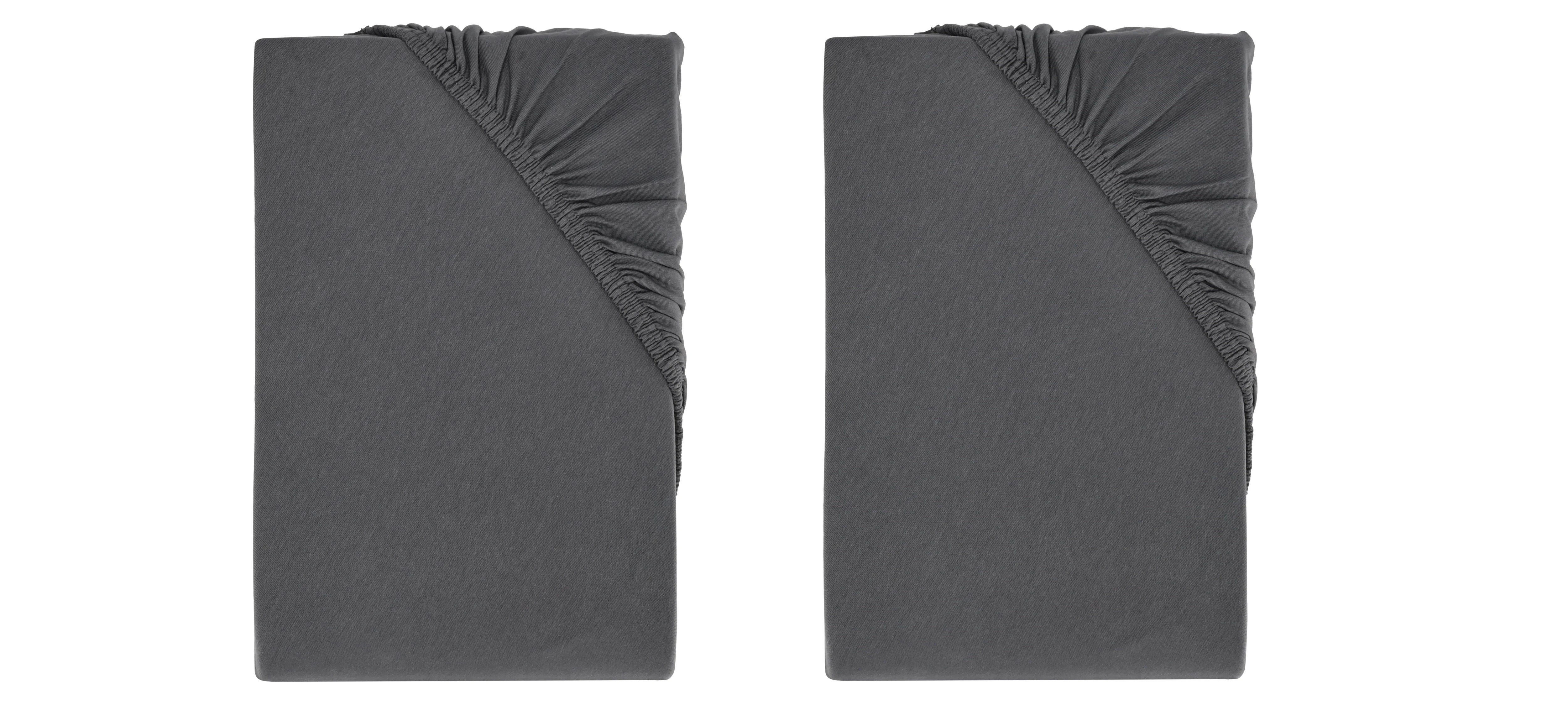 LIVARNO home Bi-elastická napínacia plachta na boxspringovú posteľ, 90 – 100 x 200 cm, sivá, 2 kusy