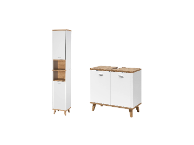 LIVARNO® Skrinka pod umývadlo Corfu + Vysoká skrinka do kúpeľne Corfu