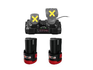 PARKSIDE® Dvojitá nabíjačka 12 V/4,5 A PDSLK 12 B2 + Akumulátor 12 V/2 Ah PAPK 12 A4, 2 kusy