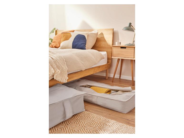 Textilné úložné boxy pod posteľou, boho štýl.