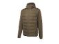 Pánska olivovo zelená prešívaná bunda s kapucňou, dlhými rukávmi a predným zipsom