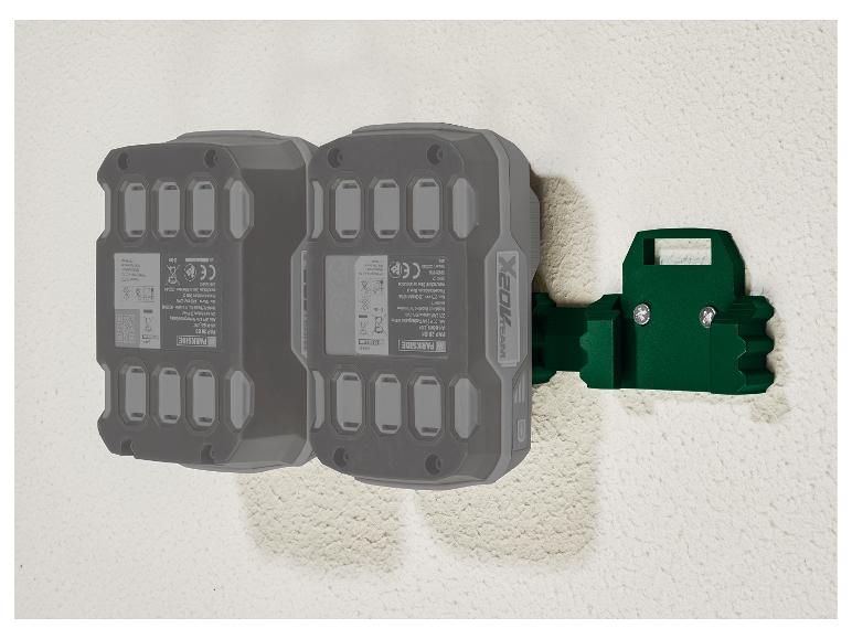 Parkside® Nástenný držiak na akumulátor/aku skrutkovač (trojitý držiak na akumulátor, 2 kusy)