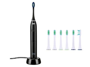 CIEN Beauty Aku sonická zubná kefka CBSZB 3.7 A1, čierna + Náhradné hlavice na zubnú kefku, 6 kusov