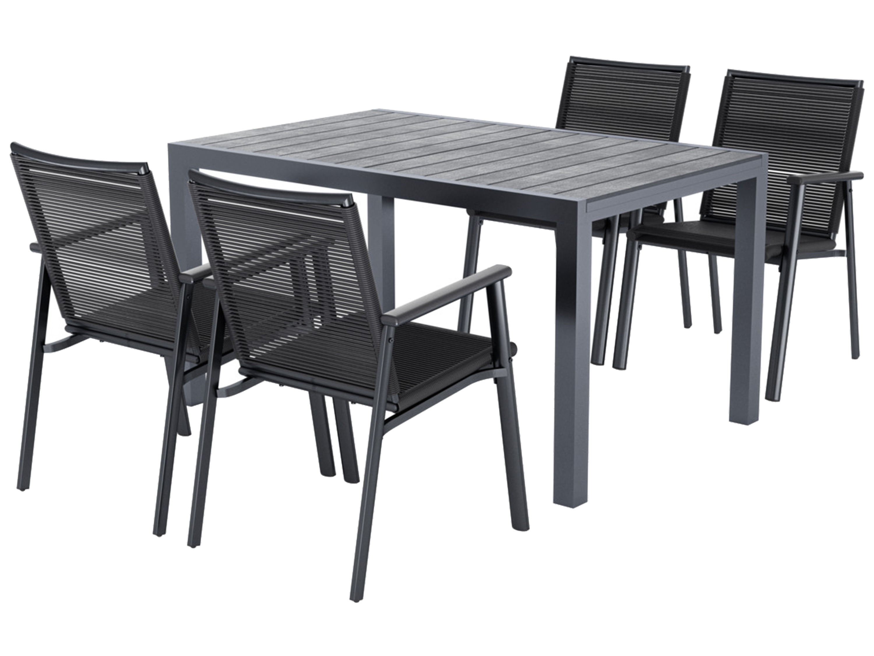 LIVARNO® Hliníkový rozkladací záhradný stôl Miami + Stolička Miami, 4 kusy