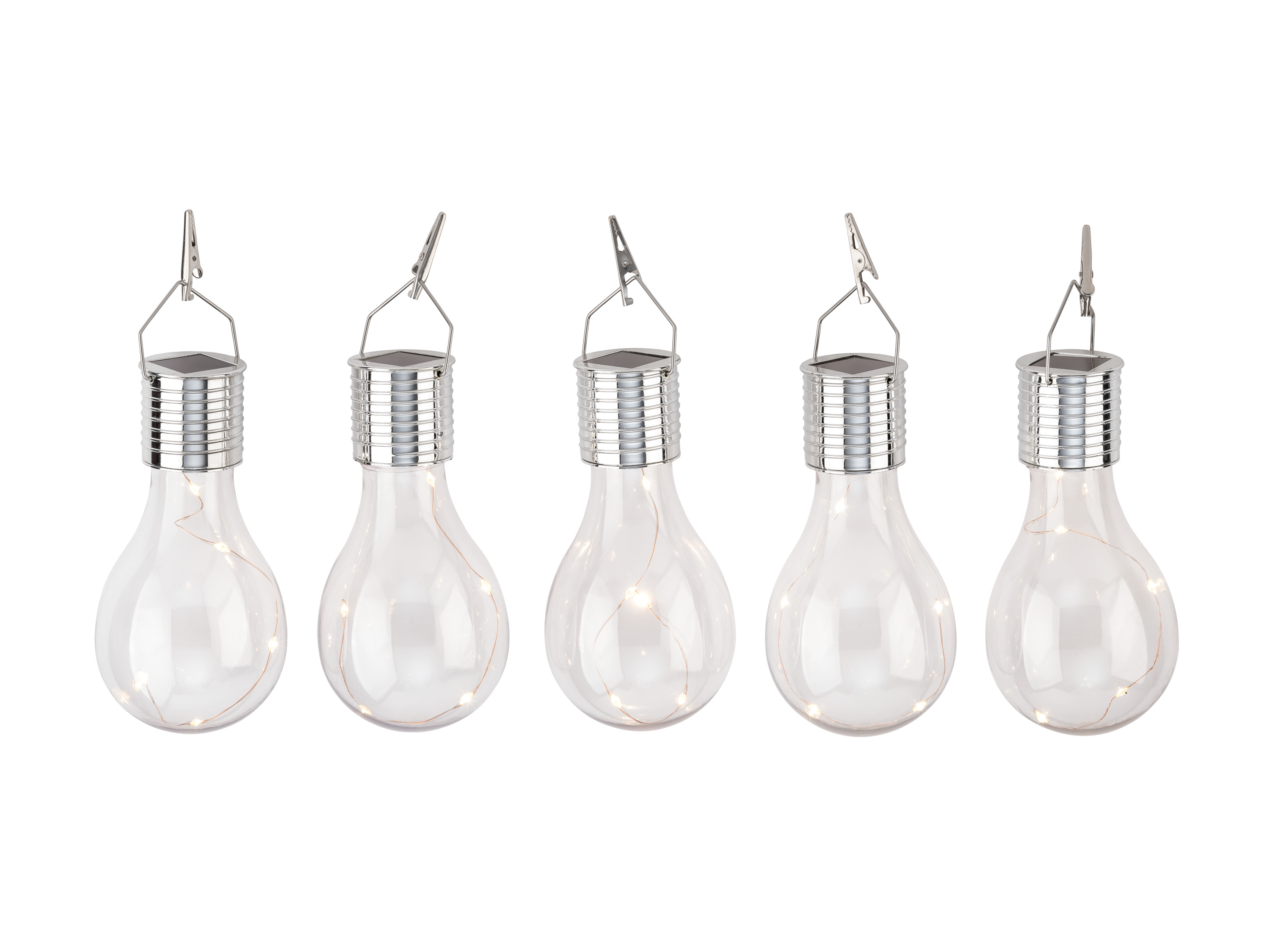 LIVARNO® LED solárne žiarovky, 5 kusov (transparentná)