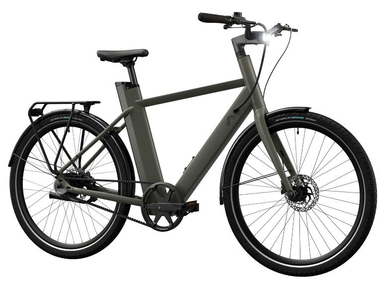 Crivit Mestský elektrobicykel s remeňovým pohonom Gates X.3 (olivovozelená)
