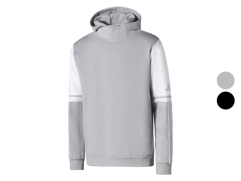 Adidas šedá a biela mikina s kapucňou.