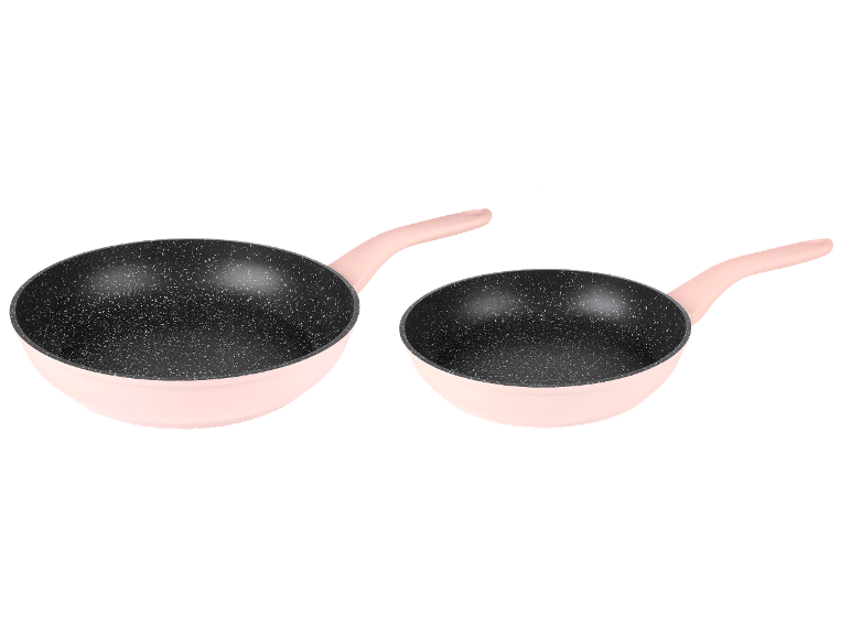 SILVERCREST® Hliníková panvica, Ø 28 cm, bledoružová + Hliníková panvica, Ø 24 cm, bledoružová