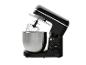 Čierny kuchynský robot SilverCrest s kovovou misou.