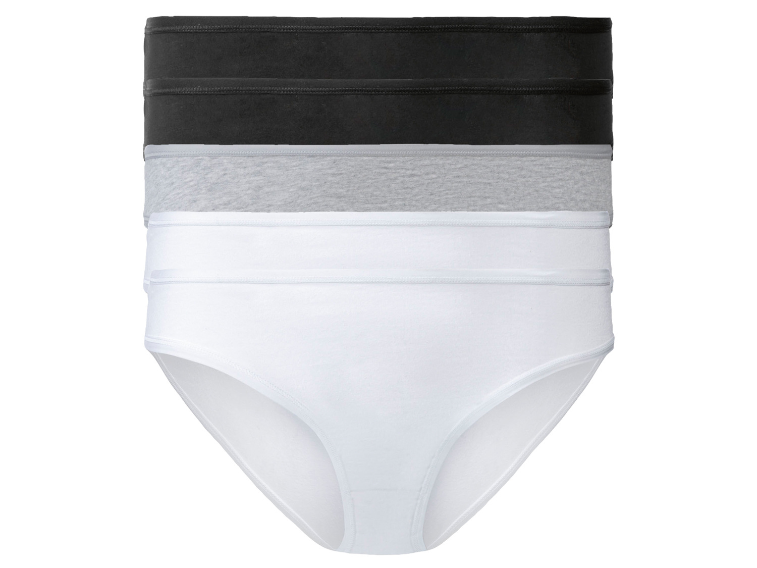 esmara® Dámske bavlnené nohavičky XXL, 5 kusov (XL (48/50), čierna/sivá/biela)