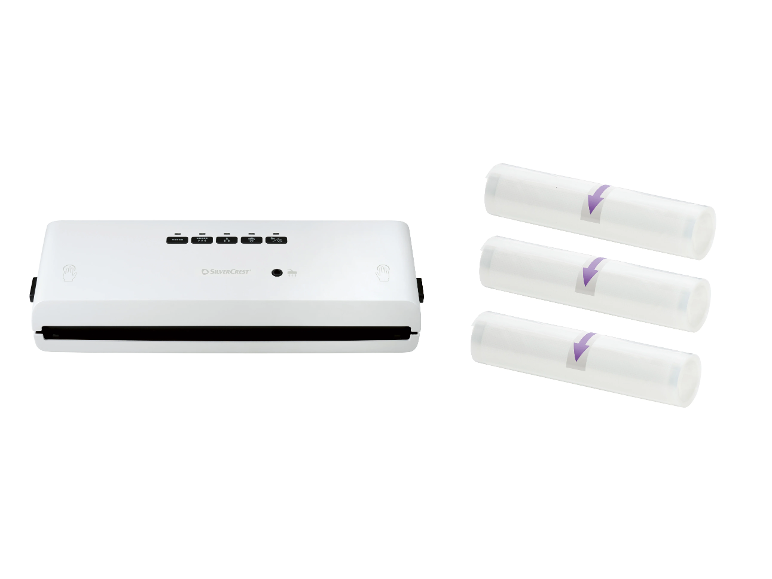 SILVERCREST® Vákuovačka SV 130 A1, biela + Fólie na vákuovanie, 20 cm, 3 kusy