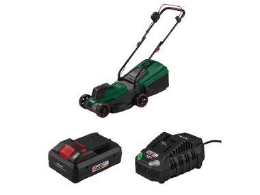 PARKSIDE® Aku kosačka na trávu 20 V PARM 20 A1 + Smart akumulátor 20 V/4 Ah + Rýchlonabíjačka akumulátora 20 V/4,5 A