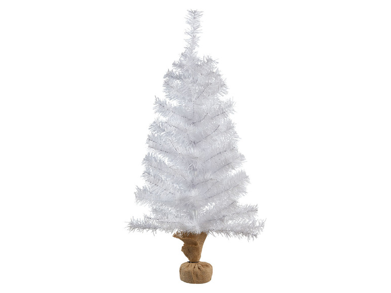 LIVARNO home Umelý vianočný stromček v jutovom vrecku (biela)