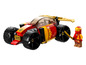 Červené LEGO auto Ninjago s zlatým krídlom a postavou ninja.