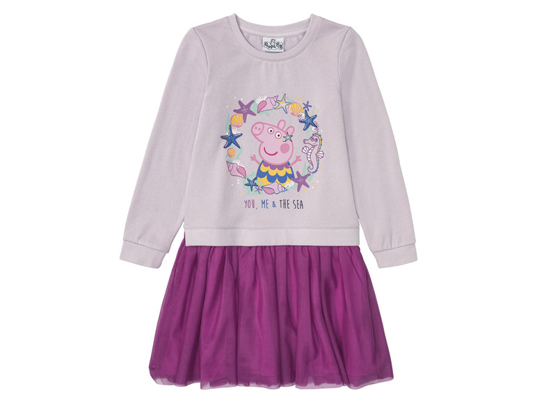 E-shop Dievčenské teplákové šaty (122/128, Prasiatko Peppa/bledoružová/fialová)
