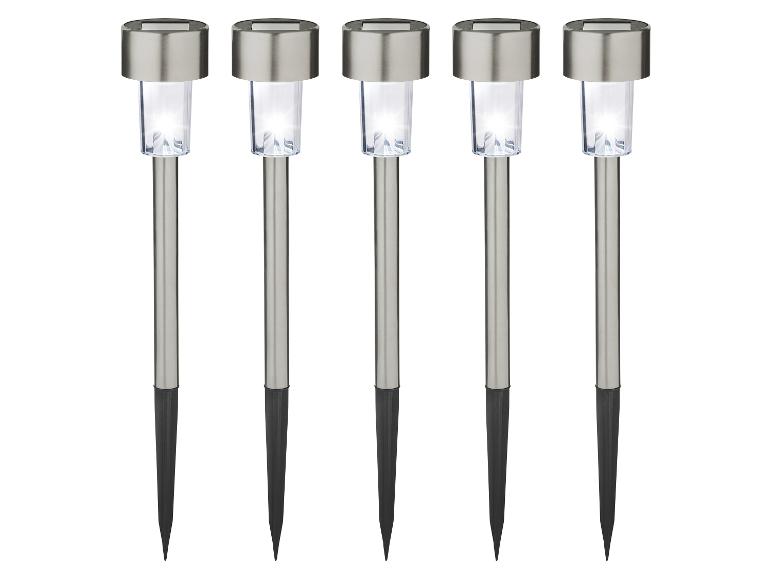 Sada 5 solárnych záhradných svietidiel z nehrdzavejúcej ocele