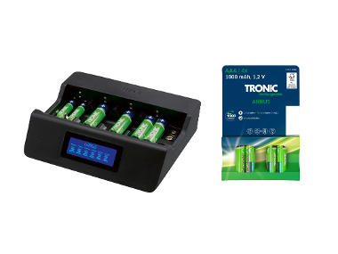 TRONIC® Nabíjačka batérií s funkciou rýchleho nabíjania TAL 1000 B3 + Ni-MH nabíjateľné batérie AAA, 4 kusy