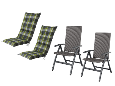 LIVARNO home Skladacie kreslo Valencia, sivá, 2 kusy + Podložka na kreslo Valencia, 120 x 50 x 8 cm, 2 kusy