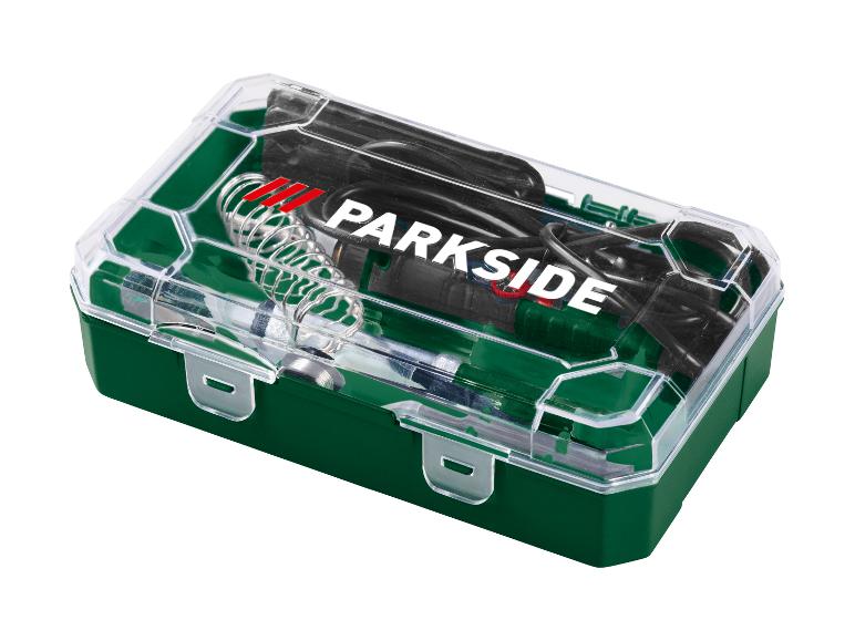 Súprava spájkovačky Parkside v zelenom a priehľadnom plastovom puzdre