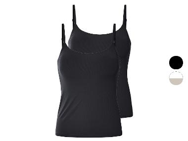 esmara® Dámsky rebrovaný top so špagetovými ramienkami, 2 kusy