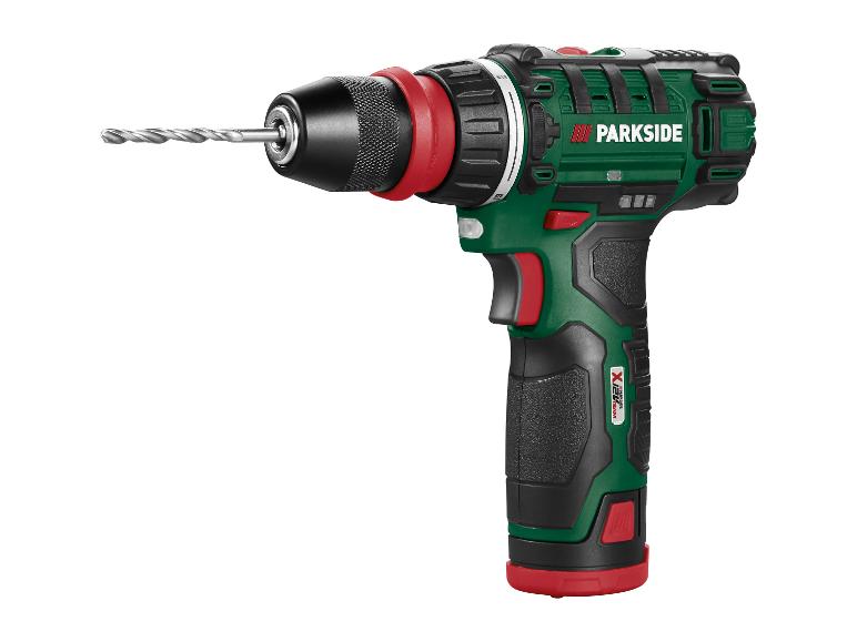 Vŕtačka Parkside X-Team: zeleno-čierne elektrické náradie.