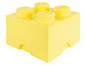 Žltá LEGO krabička s štyrmi LEGO kockami.