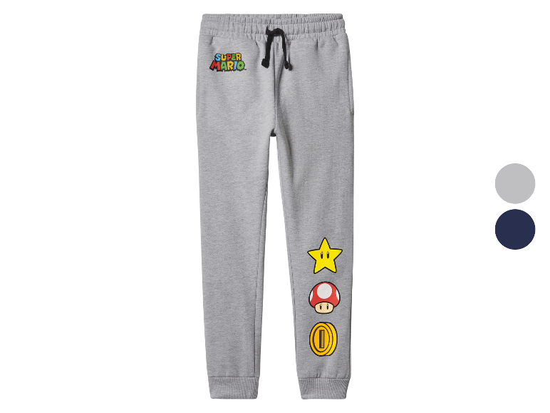 Sivé detské tepláky Super Mario.