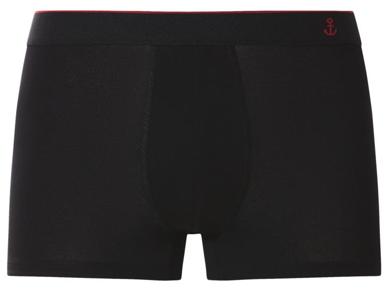 Pánske čierne boxerky s červeným pásom a motívom kotvy.