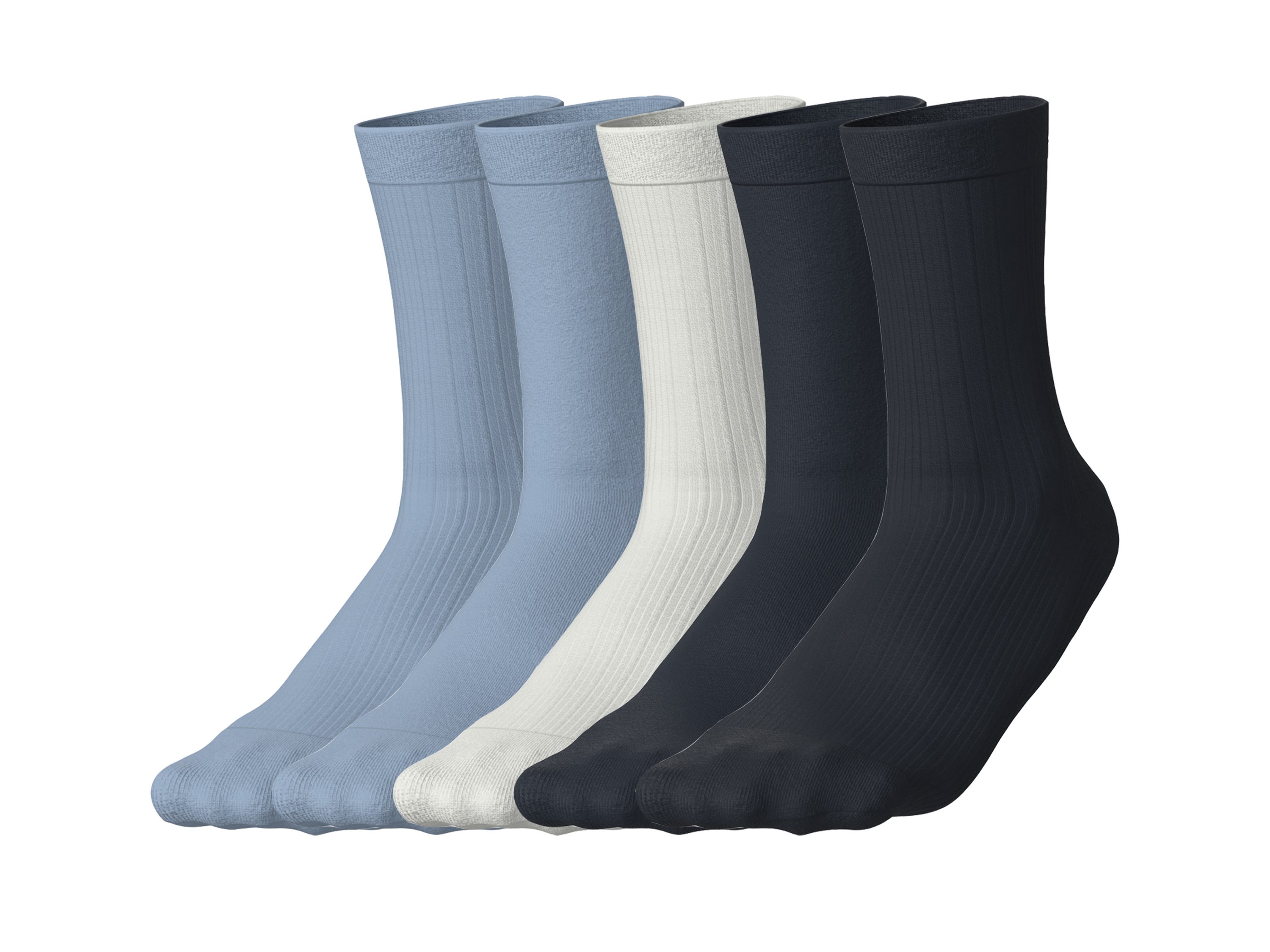 esmara® Dámske ponožky, 5 párov (modrá/biela/námornícka modrá, 39-42)