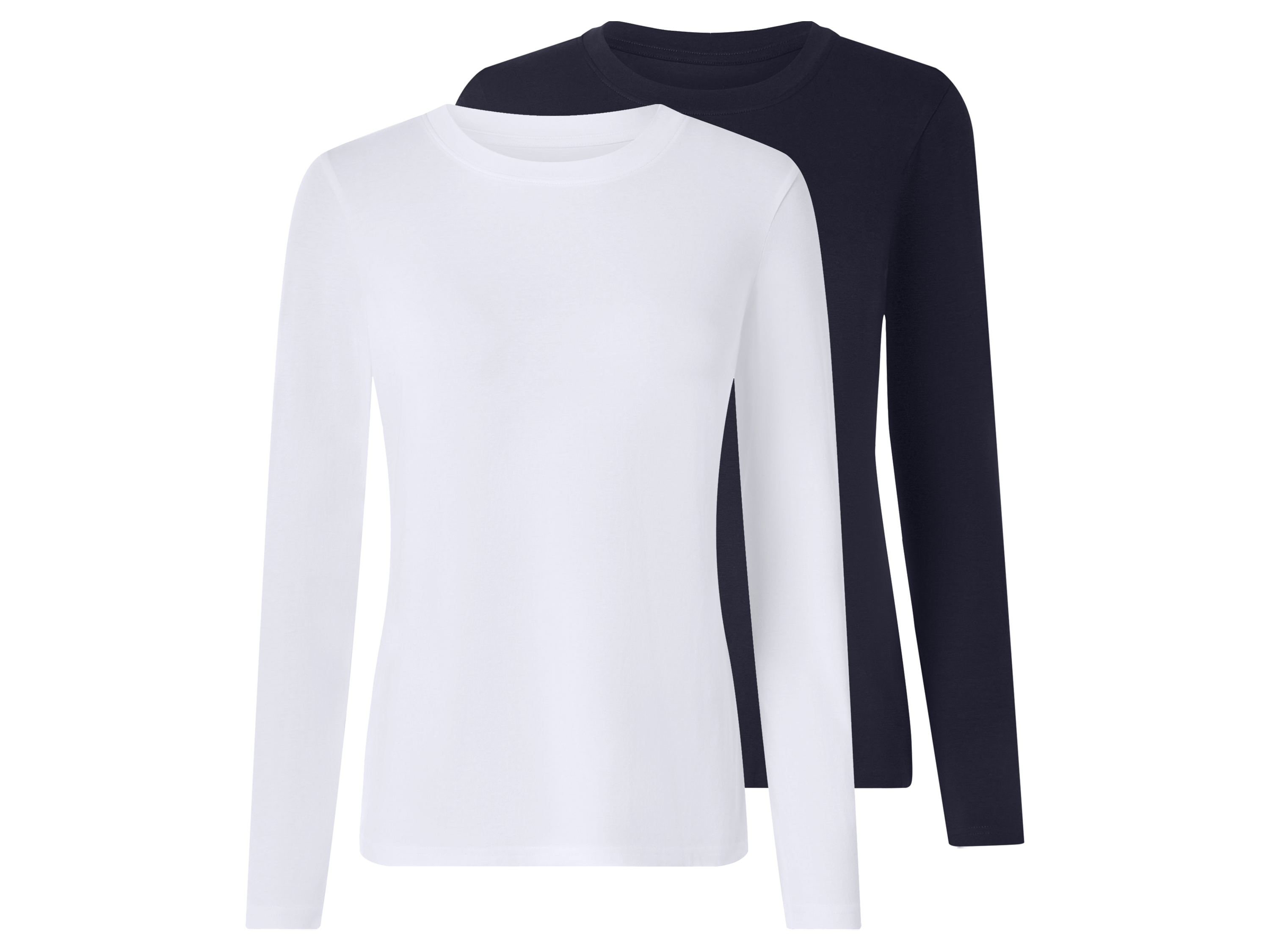 E-shop esmara® Dámske tričko s dlhým rukávom, 2 kusy (navy modrá/biela, L (44/46))